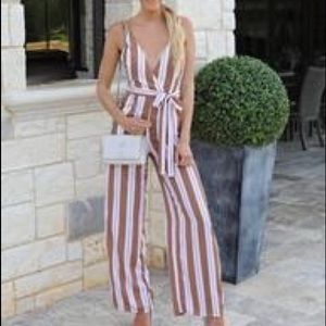 Cream and white jumpsuit